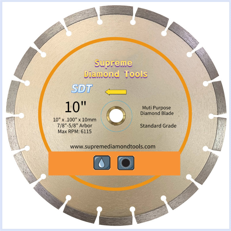 10 inch segmented diamond saw blade for contractors, cutting concrete, masonry, brick, and stone