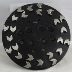 10" arrow segment diamond grinding disc plate, #25/30 grit, designed for aggressive concrete surface preparation