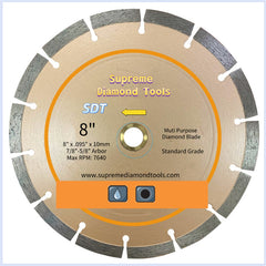8 inch segmented diamond cutting blade for concrete, brick, masonry, and stone applications