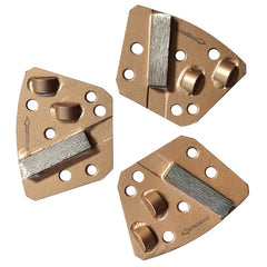 Diamond floor grinding disc installed on bolt-on grinder, grinding concrete surface