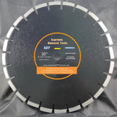 Asphalt diamond blade engineered for saws up to 65 HP with drop segment protection.
