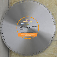 Supreme Grade 30-inch concrete saw blade with .187 or .250 inch width options and 13mm segments for maximum cutting efficiency.