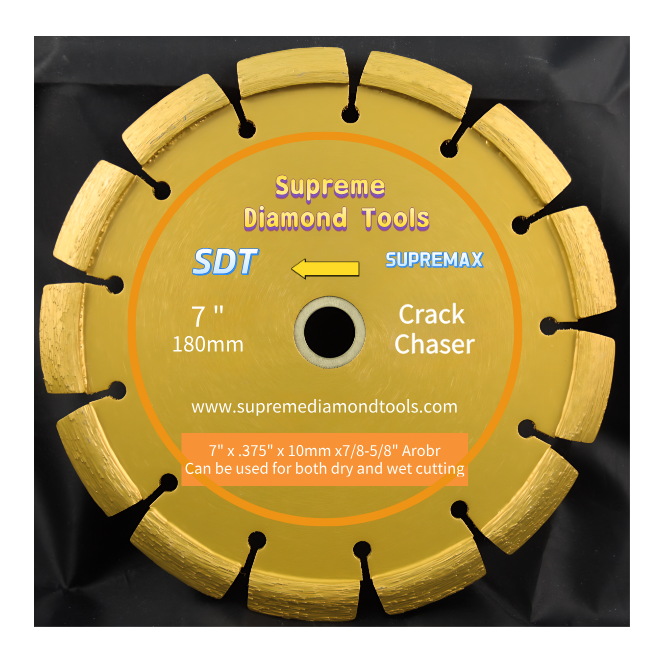 Supreme Diamond Tools crack chaser diamond blade on a black background