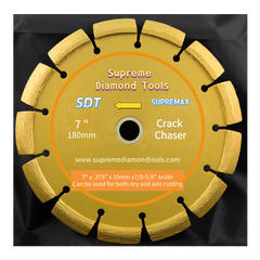 Supreme Diamond Tools crack chaser diamond blade on a black background