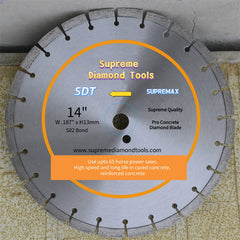 Professional concrete saw blade for hard aggregates like quartz and granite.