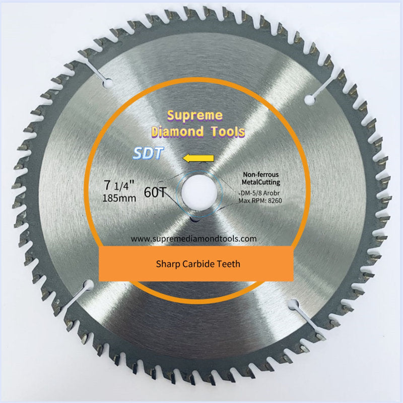 Carbide Tipped Circular Saw Blade 7-1/4 Inch for Aluminum and Non-Ferrous Metal Cutting