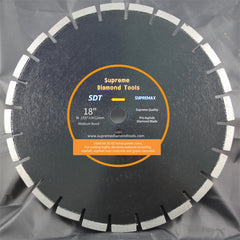 Diamond saw blade for asphalt overlays, road construction, and repair projects.